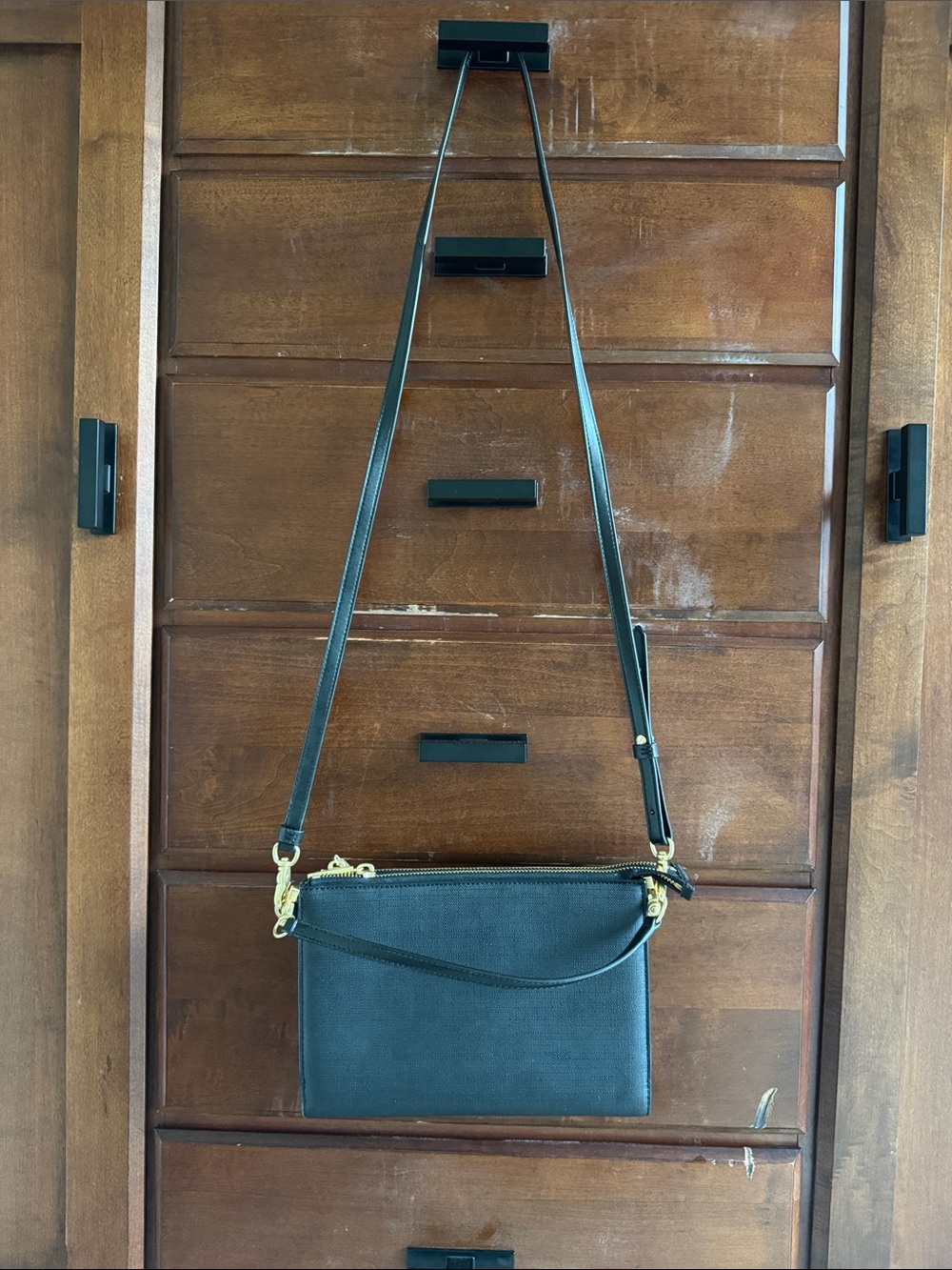 Dagne Dover black leather style wallet clutch purse